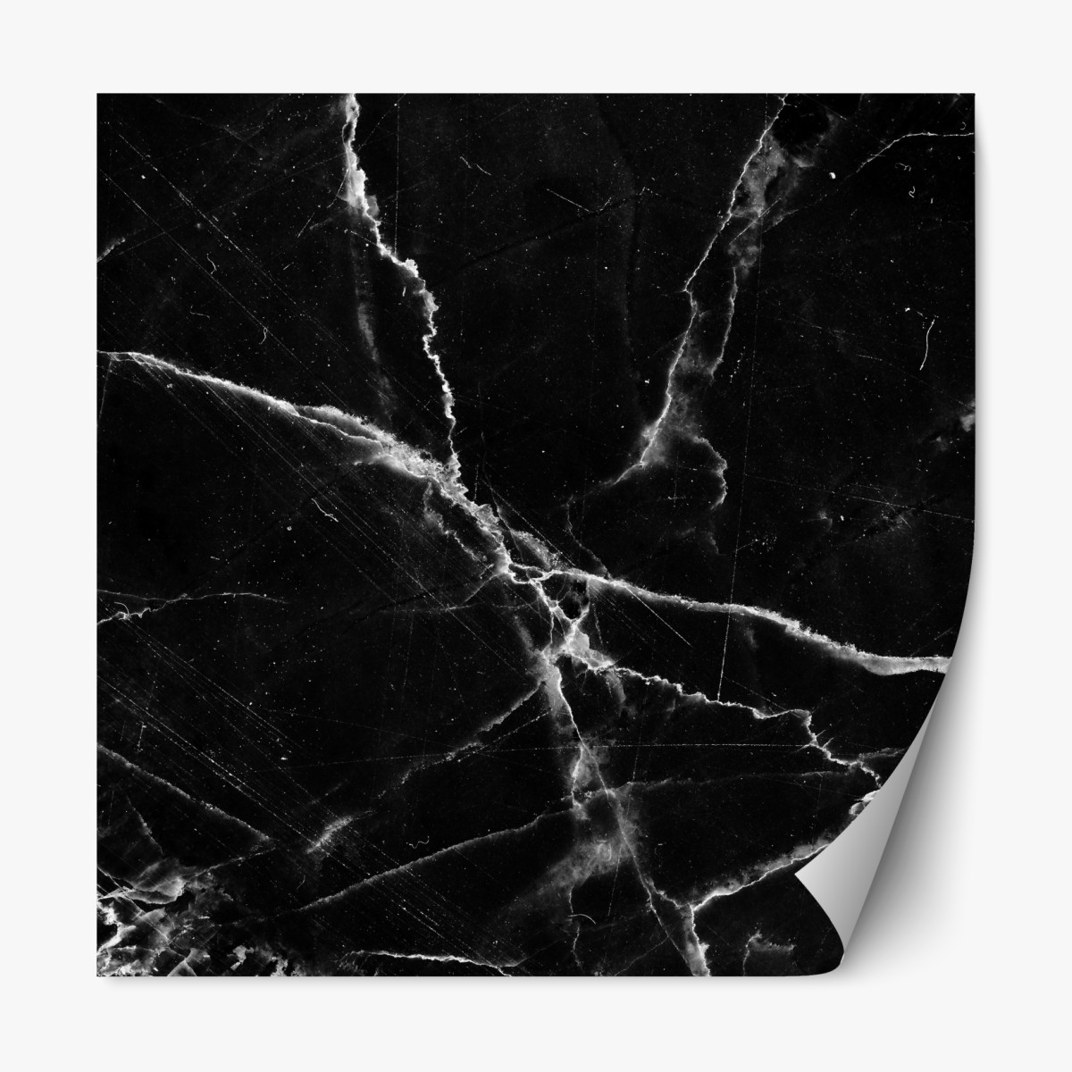 Repositionable sticker black marble veined texture