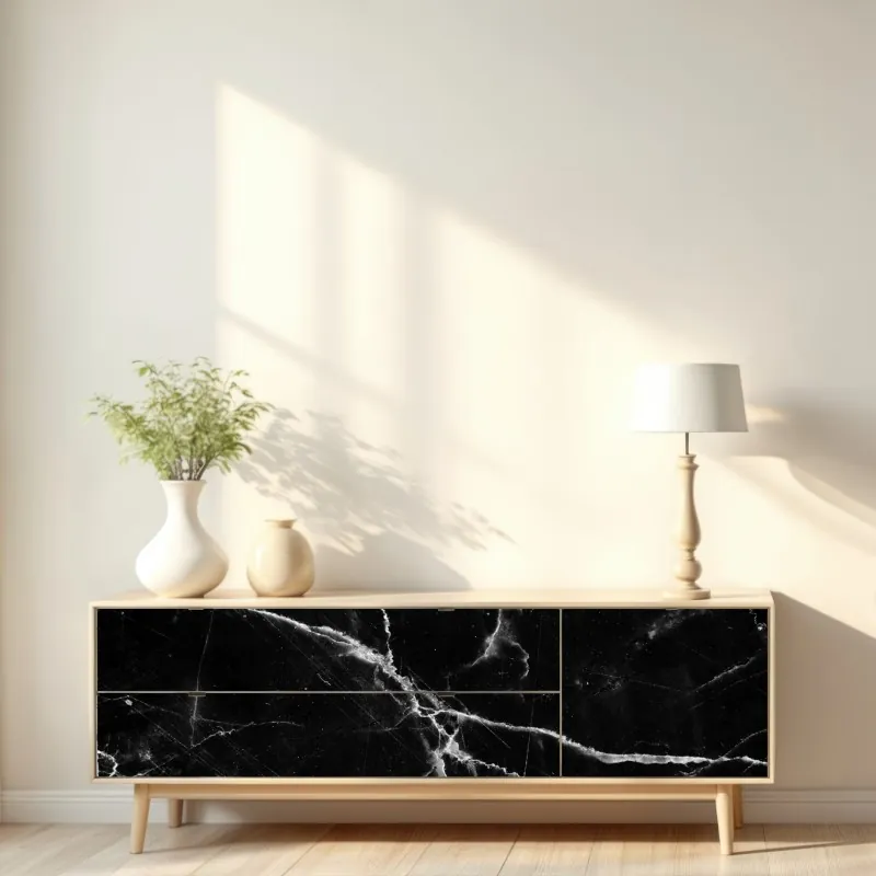 Naklejka repozycjonowalna czarny marmur z żyłami – Wallissimo® Naklejka repozycjonowalna czarny marmur z żyłami – Wallissimo®