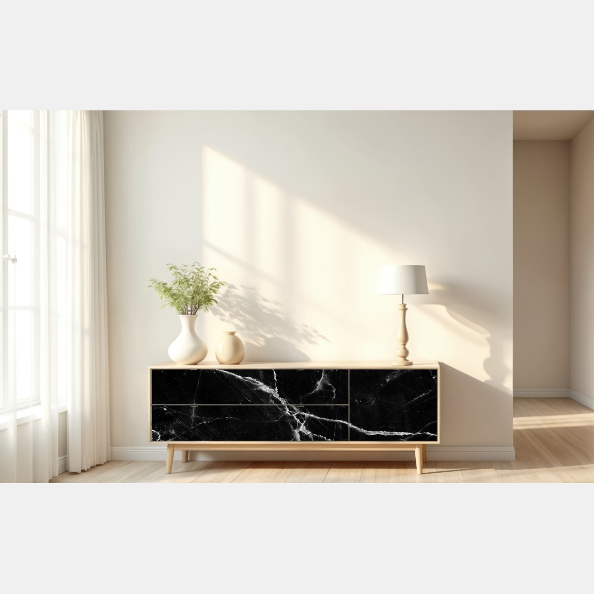 Naklejka repozycjonowalna czarny marmur z żyłami – Wallissimo® Naklejka repozycjonowalna czarny marmur z żyłami – Wallissimo®
