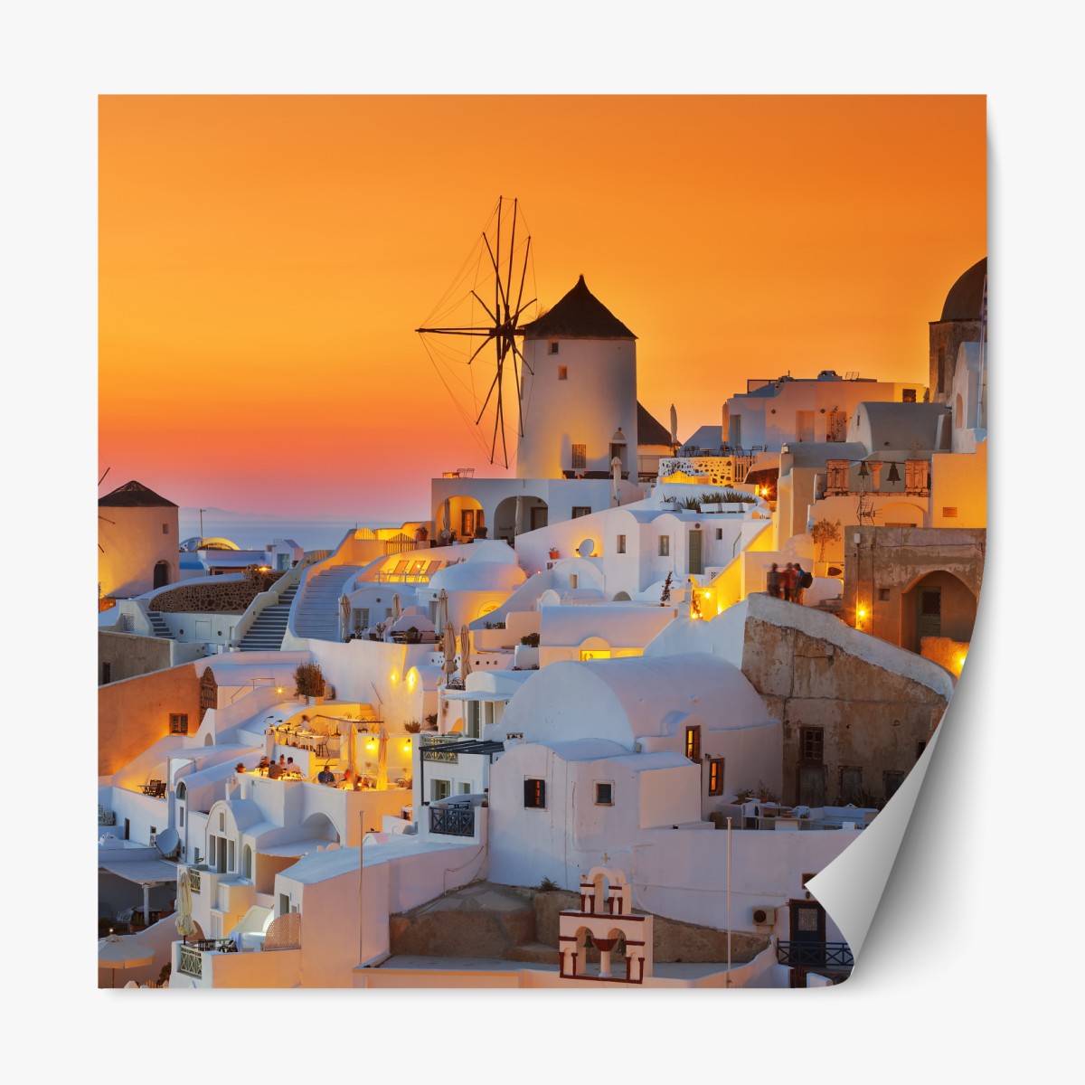 Repositionable sticker golden sunset over Oia, Santorini