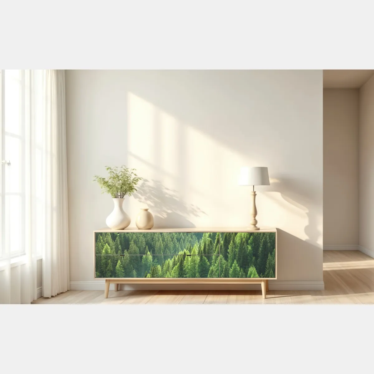 Naklejka repozycjonowalna bujna zielona panorama lasu – Wallissimo® Naklejka repozycjonowalna bujna zielona panorama lasu – Wallissimo®