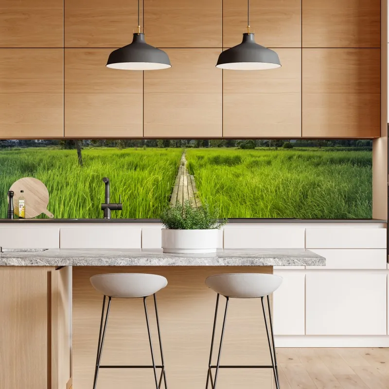 Naklejka repozycjonowalna zachód słońca nad drewnianym mostem w Khonburi – Wallissimo® Naklejka repozycjonowalna zachód słońca nad drewnianym mostem w Khonburi – Wallissimo®