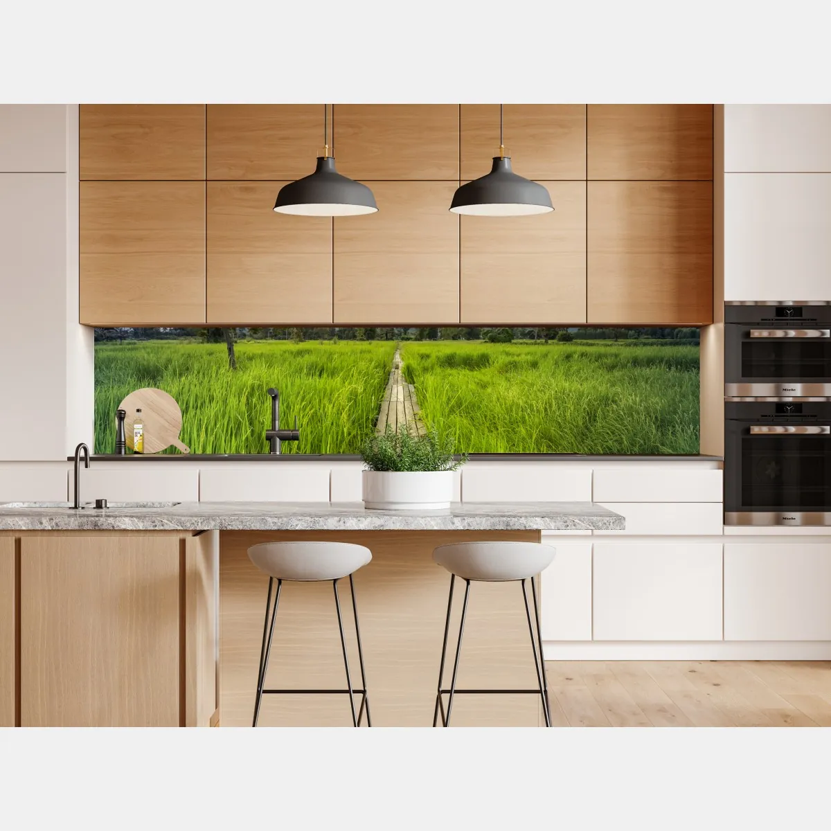 Naklejka repozycjonowalna zachód słońca nad drewnianym mostem w Khonburi – Wallissimo® Naklejka repozycjonowalna zachód słońca nad drewnianym mostem w Khonburi – Wallissimo®