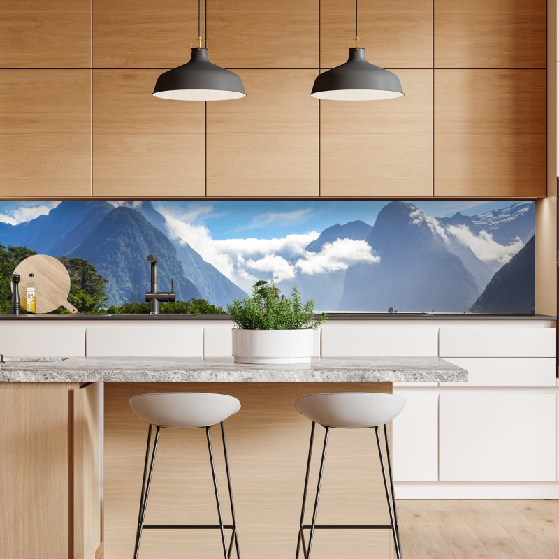 Naklejka repozycjonowalna malowniczy krajobraz górski nad fiordem – Wallissimo® Naklejka repozycjonowalna malowniczy krajobraz górski nad fiordem – Wallissimo®