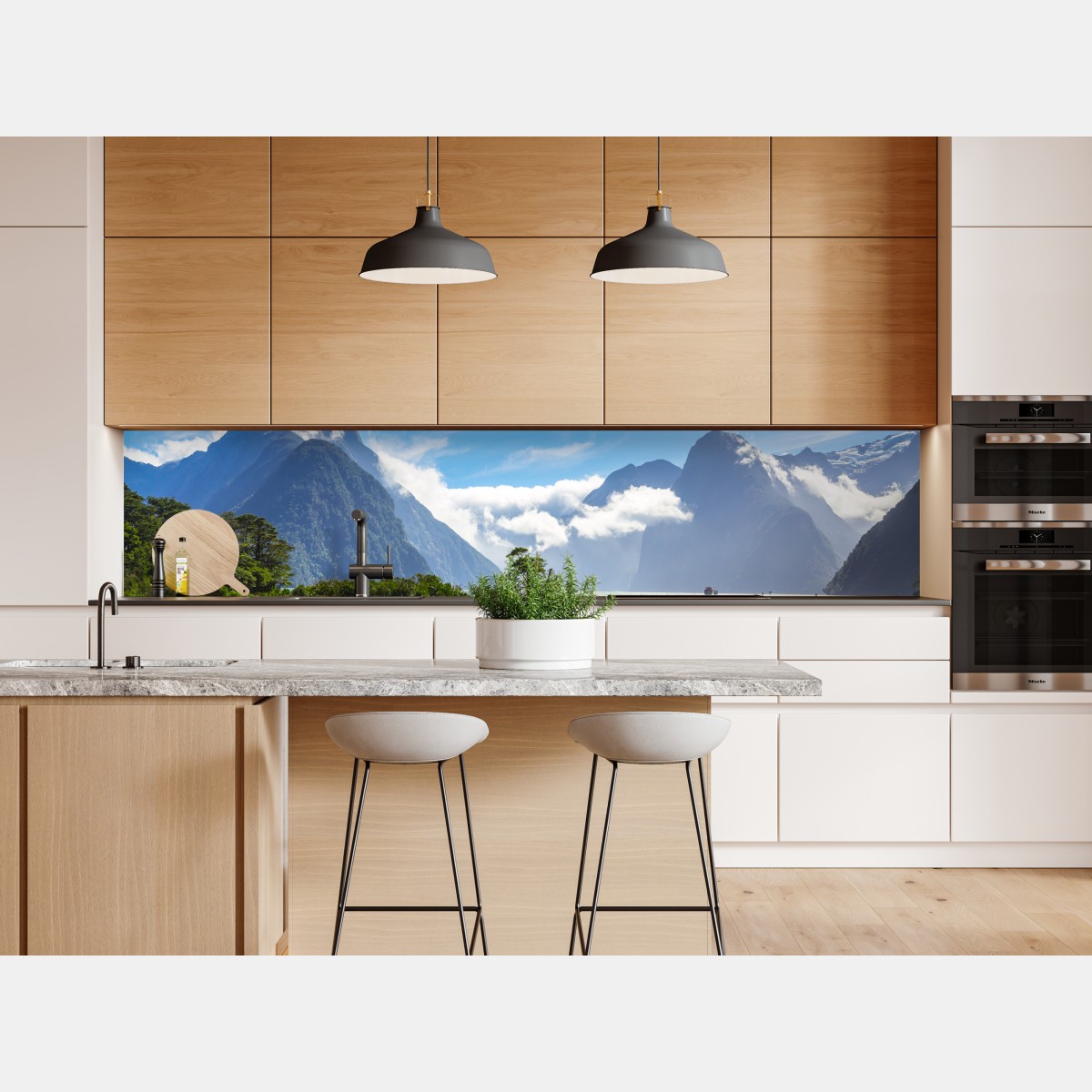 Naklejka repozycjonowalna malowniczy krajobraz górski nad fiordem – Wallissimo® Naklejka repozycjonowalna malowniczy krajobraz górski nad fiordem – Wallissimo®