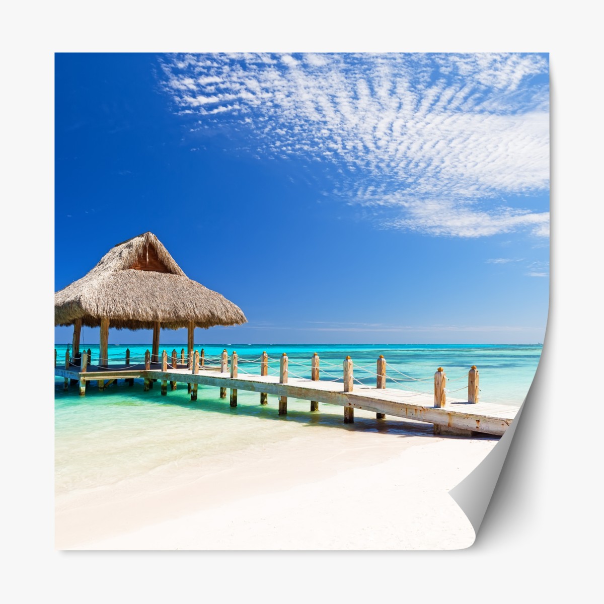Repositionable sticker tranquil beach pier in Cap Cana