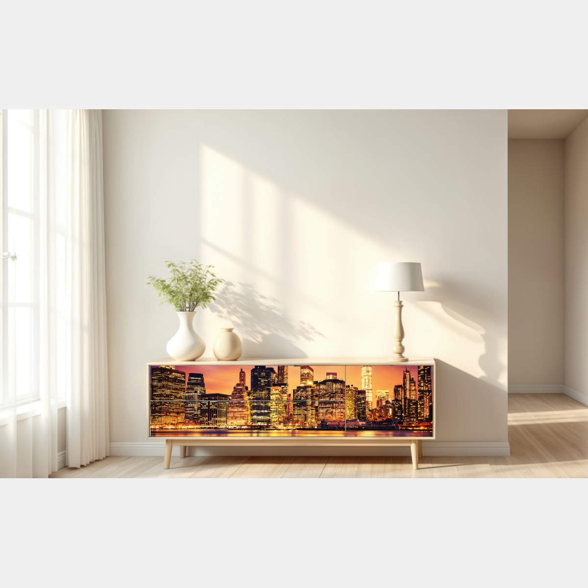 Naklejka repozycjonowalna Nowy Jork panorama o zachodzie słońca – Wallissimo® Naklejka repozycjonowalna Nowy Jork panorama o zachodzie słońca – Wallissimo®