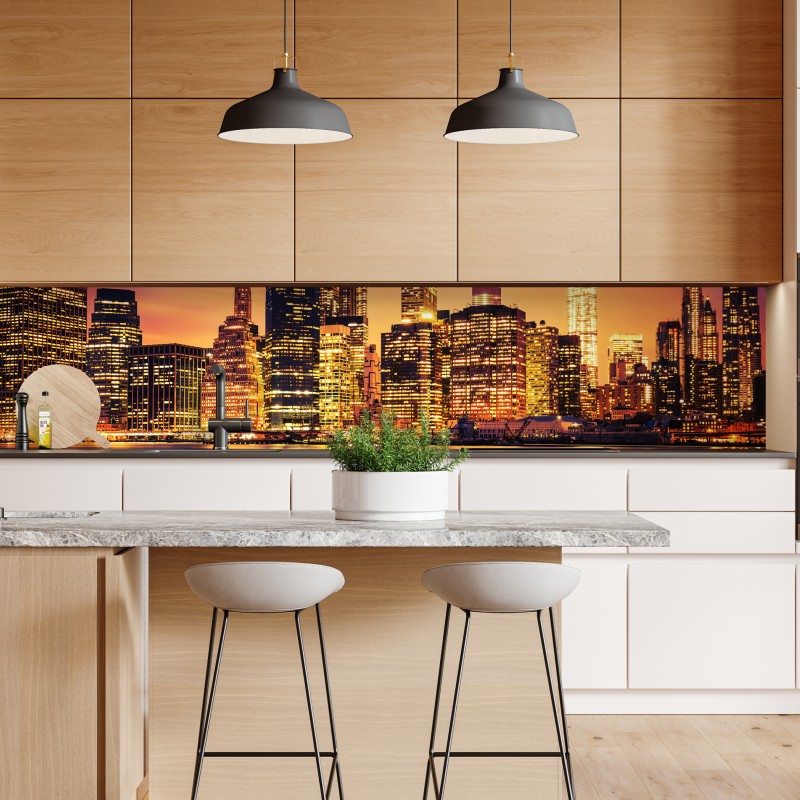 Naklejka repozycjonowalna Nowy Jork panorama o zachodzie słońca – Wallissimo® Naklejka repozycjonowalna Nowy Jork panorama o zachodzie słońca – Wallissimo®