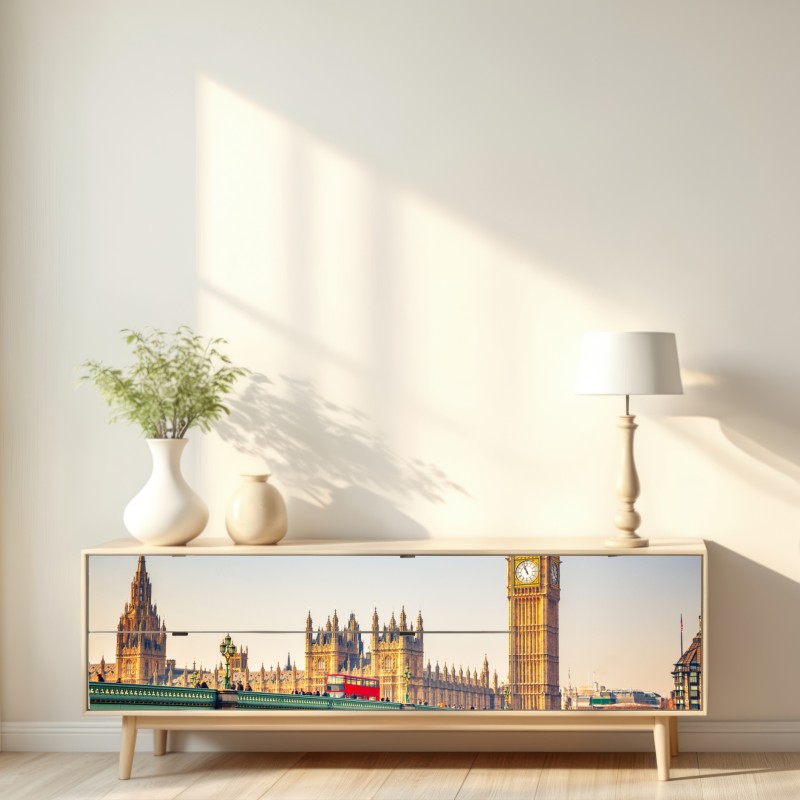 Naklejka repozycjonowalna słoneczny widok na Big Ben i Westminster Bridge, Londyn – Wallissimo® Naklejka repozycjonowalna słoneczny widok na Big Ben i Westminster Bridge, Londyn – Wallissimo®