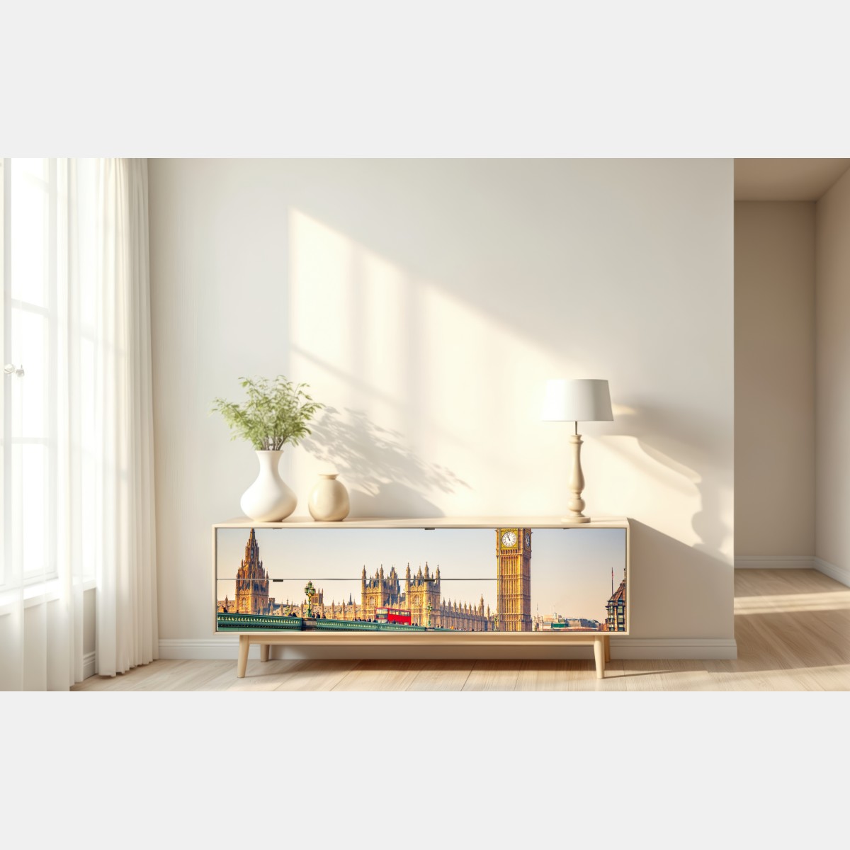 Naklejka repozycjonowalna słoneczny widok na Big Ben i Westminster Bridge, Londyn – Wallissimo® Naklejka repozycjonowalna słoneczny widok na Big Ben i Westminster Bridge, Londyn – Wallissimo®