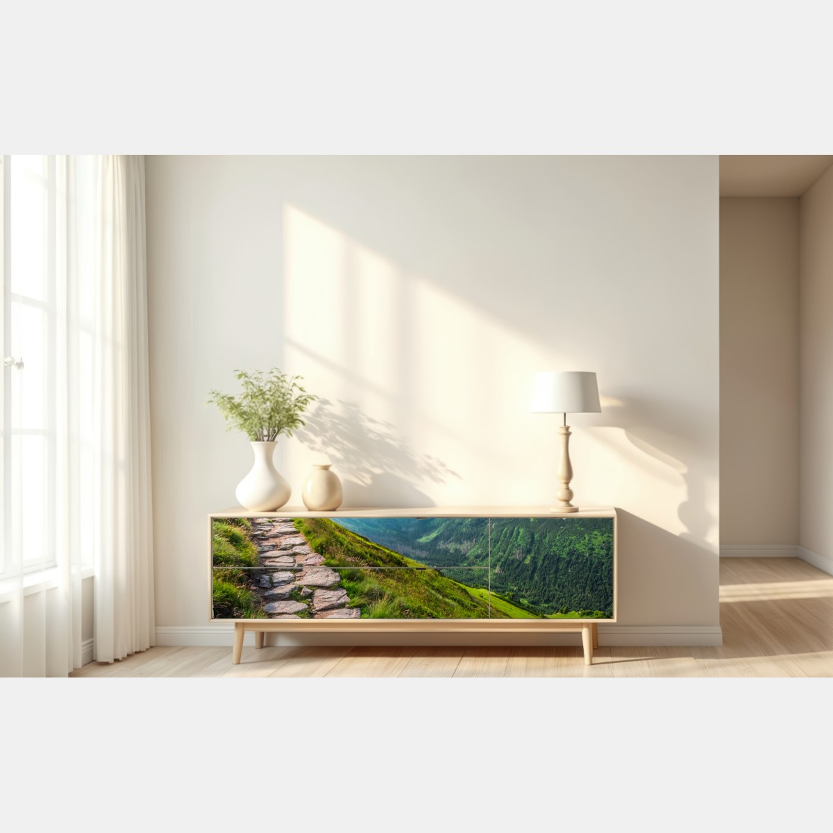 Naklejka repozycjonowalna ścieżka w Tatrach o wschodzie słońca – Wallissimo® Naklejka repozycjonowalna ścieżka w Tatrach o wschodzie słońca – Wallissimo®