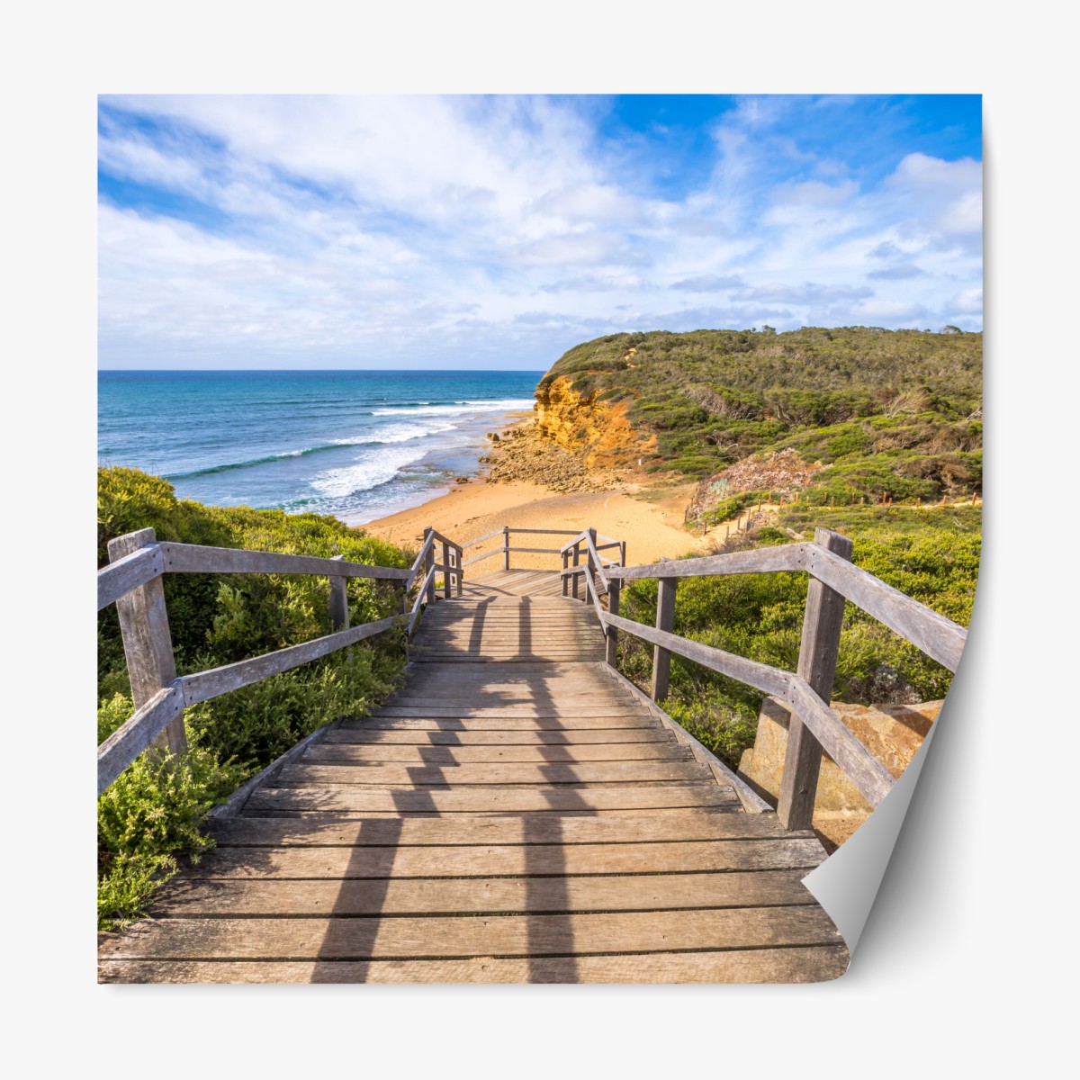 Repositionable sticker walkway to Bells Beach panoramic view