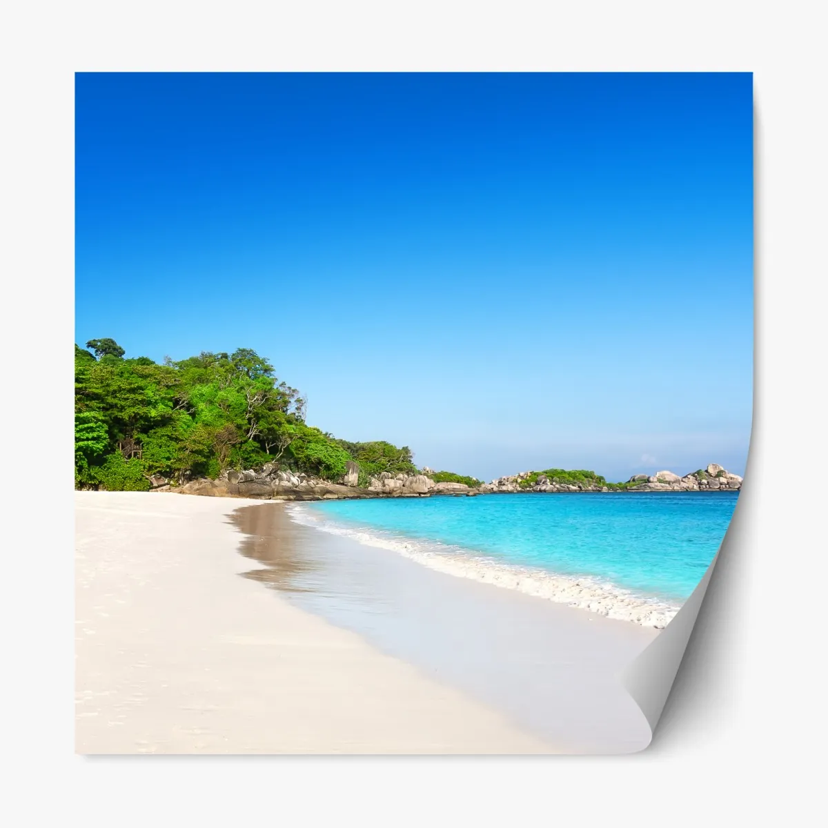 Naklejka repozycjonowalna tropikalna plaża z białym piaskiem – Wallissimo® Naklejka repozycjonowalna tropikalna plaża z białym piaskiem – Wallissimo®
