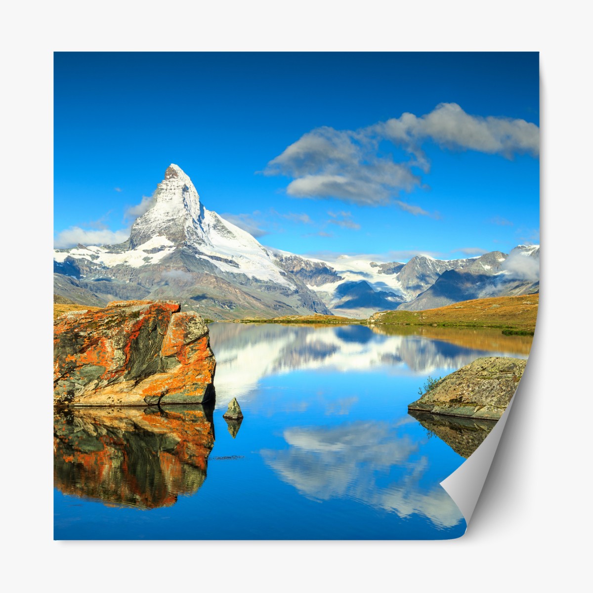 Repositionable sticker Matterhorn reflection over alpine lake