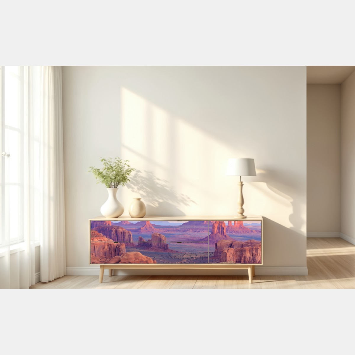 Naklejka repozycjonowalna Monument Valley pustynny zachód słońca panorama – Wallissimo® Naklejka repozycjonowalna Monument Valley pustynny zachód słońca panorama – Wallissimo®