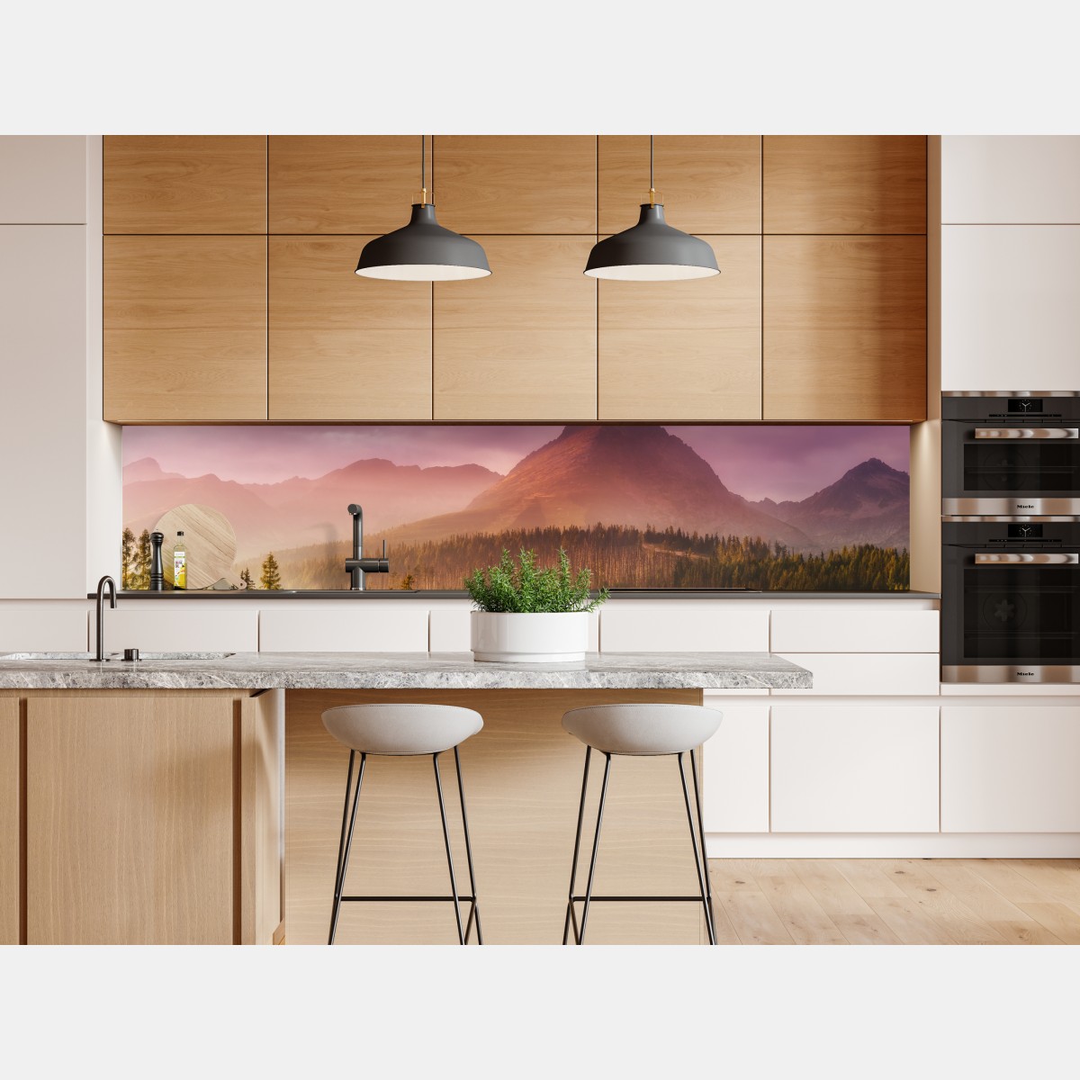 Naklejka repozycjonowalna zachód słońca nad Štrbské Pleso – Wallissimo® Naklejka repozycjonowalna zachód słońca nad Štrbské Pleso – Wallissimo®