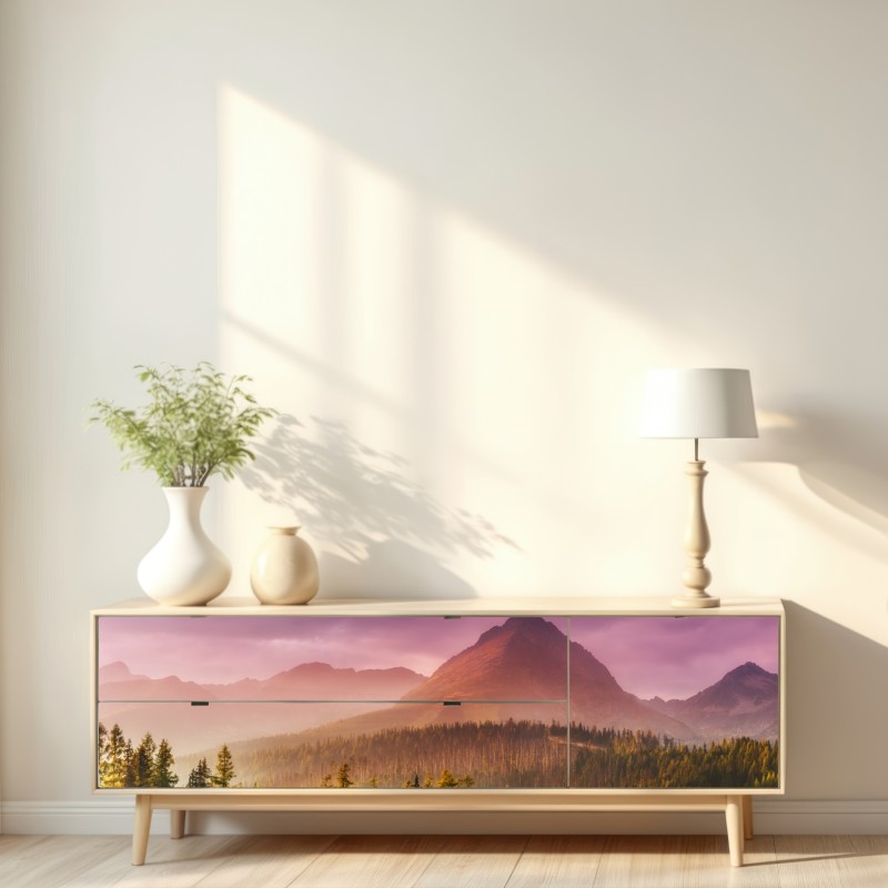 Naklejka repozycjonowalna zachód słońca nad Štrbské Pleso – Wallissimo® Naklejka repozycjonowalna zachód słońca nad Štrbské Pleso – Wallissimo®