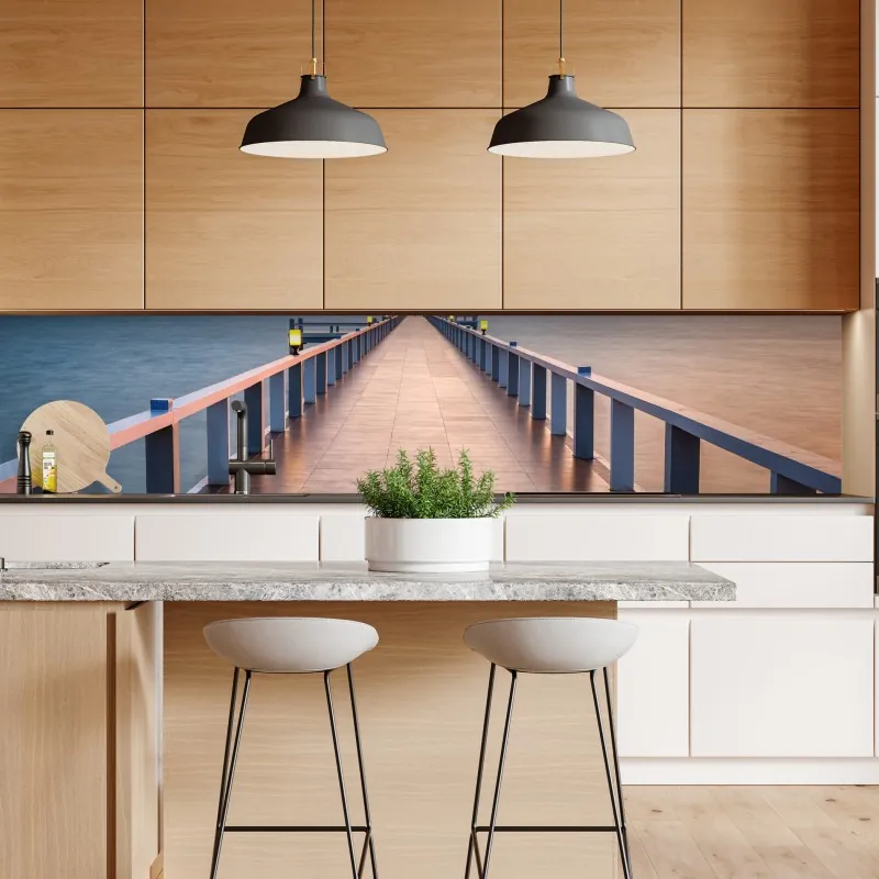 Naklejka repozycjonowalna molo o zachodzie słońca – Wallissimo® Naklejka repozycjonowalna molo o zachodzie słońca – Wallissimo®