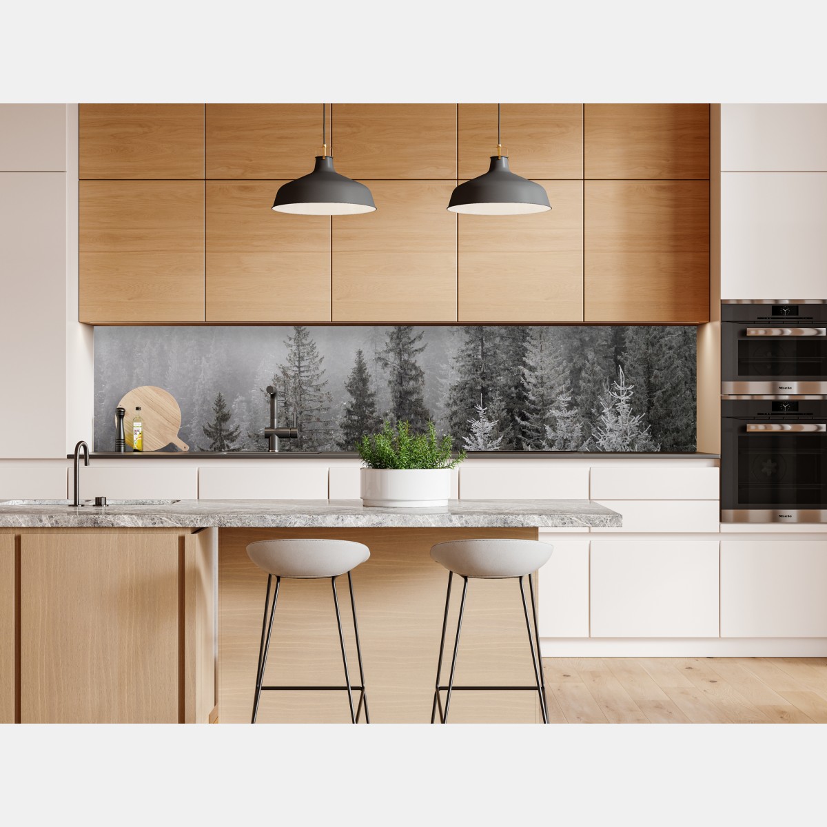 Naklejka repozycjonowalna mglisty zimowy las w Karpatach – Wallissimo® Naklejka repozycjonowalna mglisty zimowy las w Karpatach – Wallissimo®