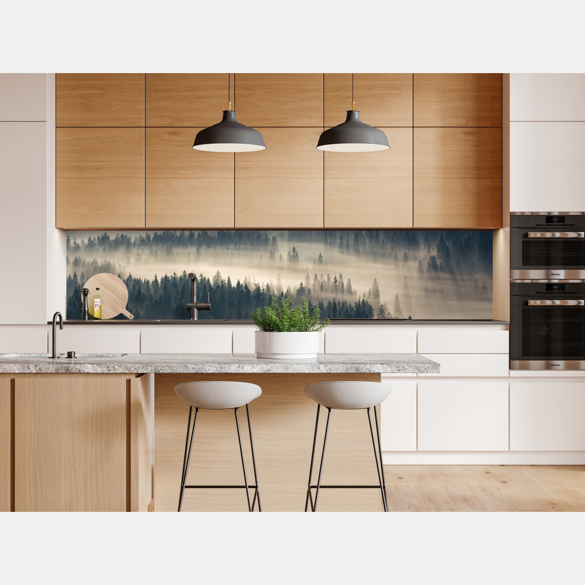 Naklejka repozycjonowalna mglisty las iglasty o świcie – Wallissimo® Naklejka repozycjonowalna mglisty las iglasty o świcie – Wallissimo®