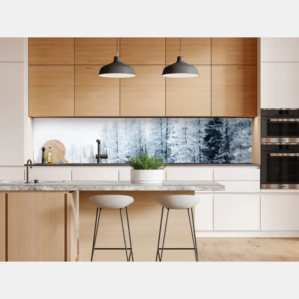 Naklejka repozycjonowalna zimowa cisza: zaśnieżony las – Wallissimo® Naklejka repozycjonowalna zimowa cisza: zaśnieżony las – Wallissimo®