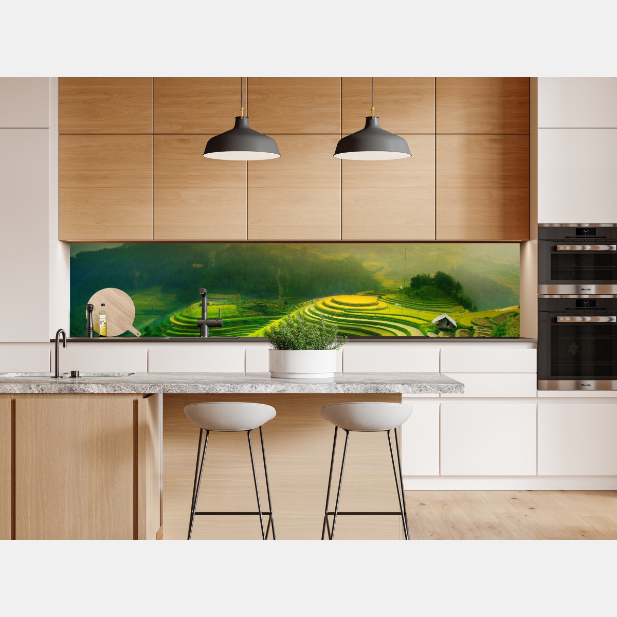 Naklejka repozycjonowalna złote tarasy ryżowe o wschodzie słońca – Wallissimo® Naklejka repozycjonowalna złote tarasy ryżowe o wschodzie słońca – Wallissimo®