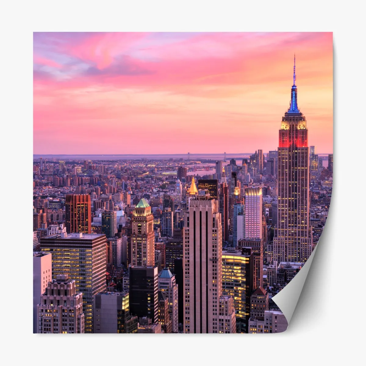 Naklejka repozycjonowalna Nowy Jork panorama miasta o zachodzie słońca – Wallissimo® Naklejka repozycjonowalna Nowy Jork panorama miasta o zachodzie słońca – Wallissimo®