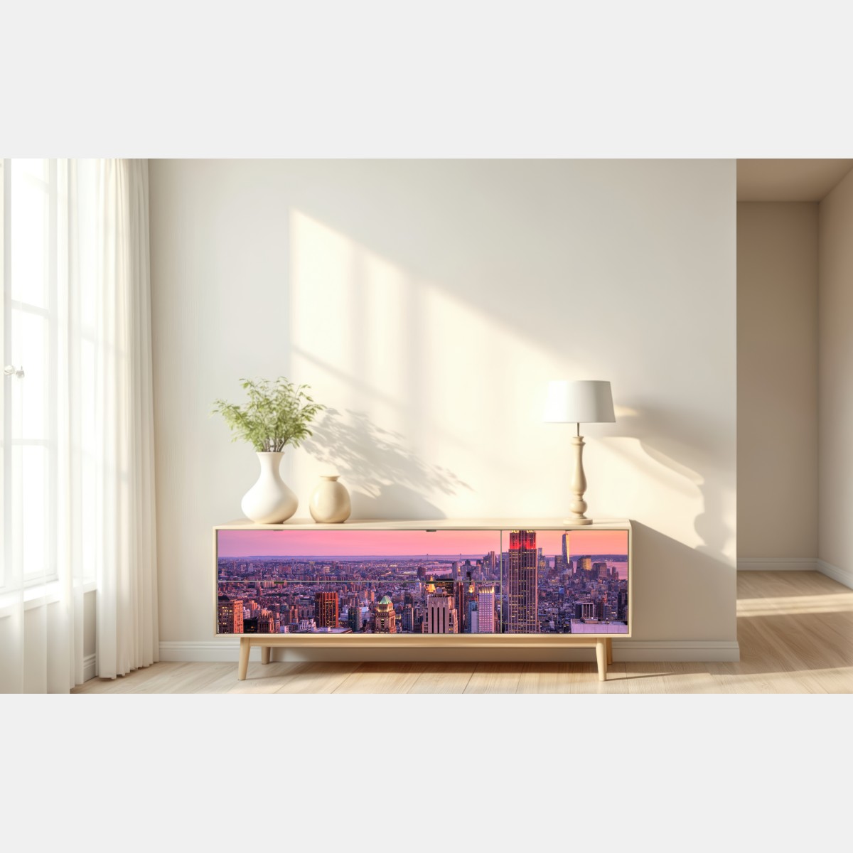 Naklejka repozycjonowalna Nowy Jork panorama miasta o zachodzie słońca – Wallissimo® Naklejka repozycjonowalna Nowy Jork panorama miasta o zachodzie słońca – Wallissimo®