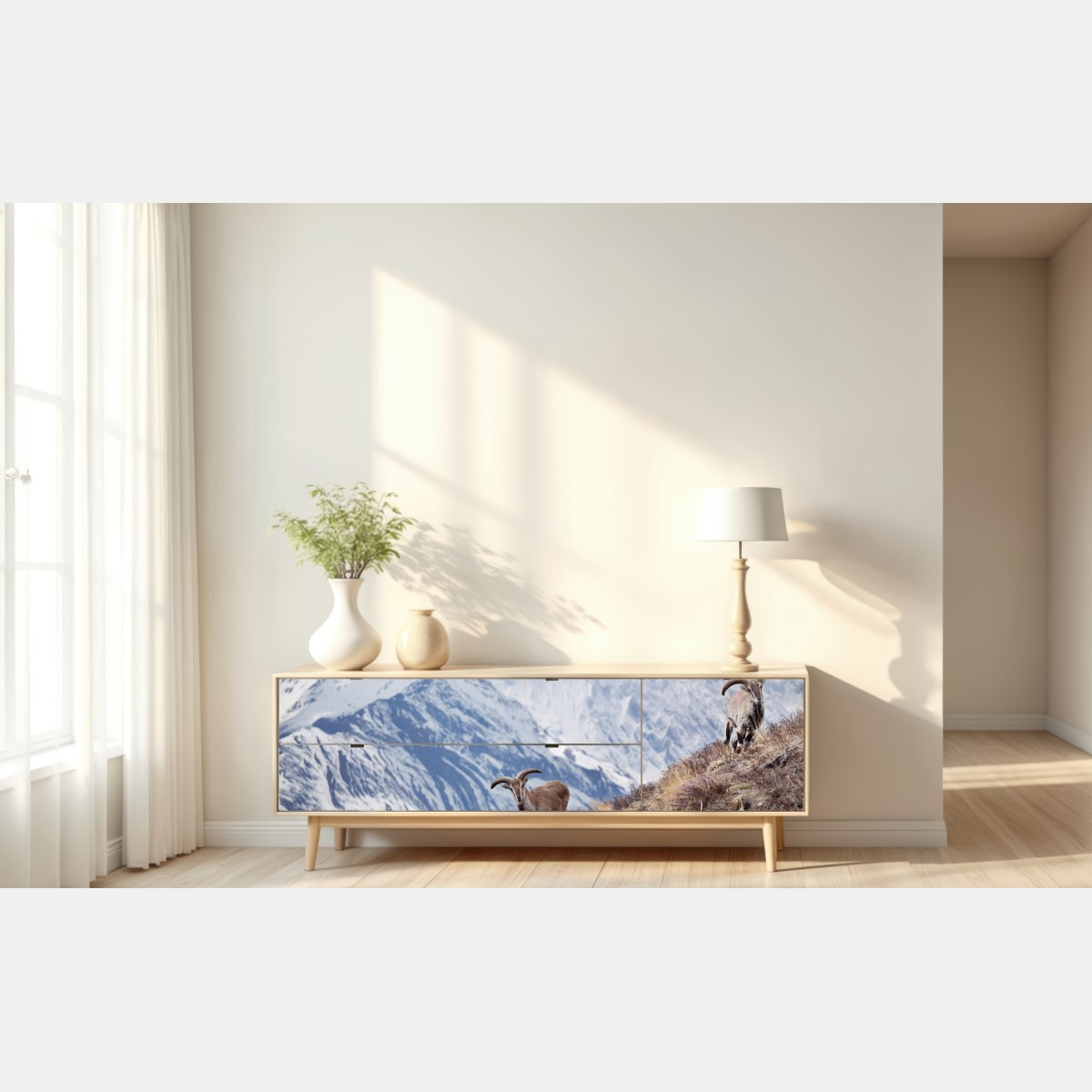 Naklejka repozycjonowalna dzikie niebieskie owce na zboczu Himalajów, Manang, Nepal – Wallissimo® Naklejka repozycjonowalna dzikie niebieskie owce na zboczu Himalajów, Manang, Nepal – Wallissimo®