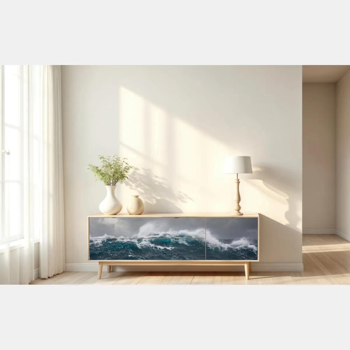 Naklejka repozycjonowalna burzliwe morze z rozbijającymi się falami – Wallissimo® Naklejka repozycjonowalna burzliwe morze z rozbijającymi się falami – Wallissimo®