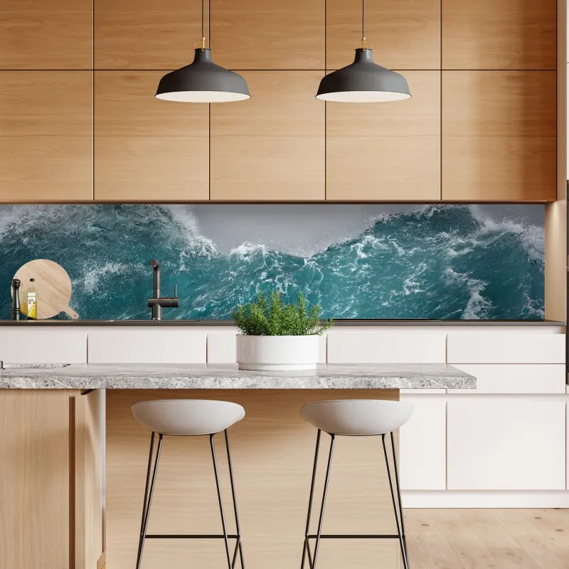 Naklejka repozycjonowalna słoneczna uliczka nad morzem z widokiem na zatokę – Wallissimo®