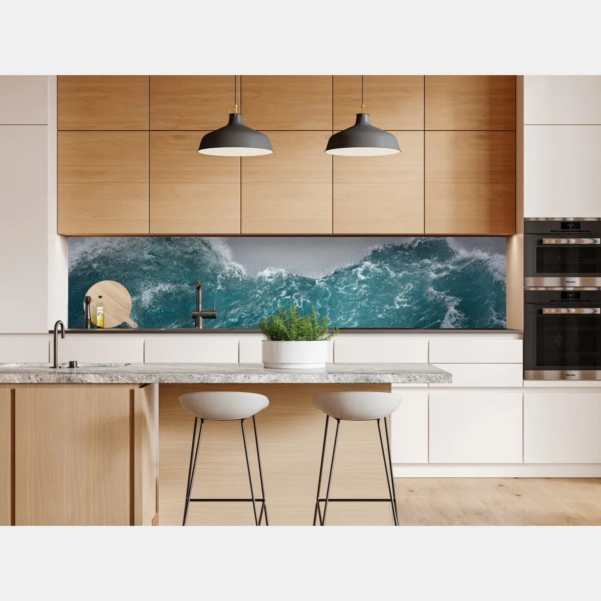 Naklejka repozycjonowalna gwałtowne turkusowe fale oceanu – Wallissimo® Naklejka repozycjonowalna gwałtowne turkusowe fale oceanu – Wallissimo®