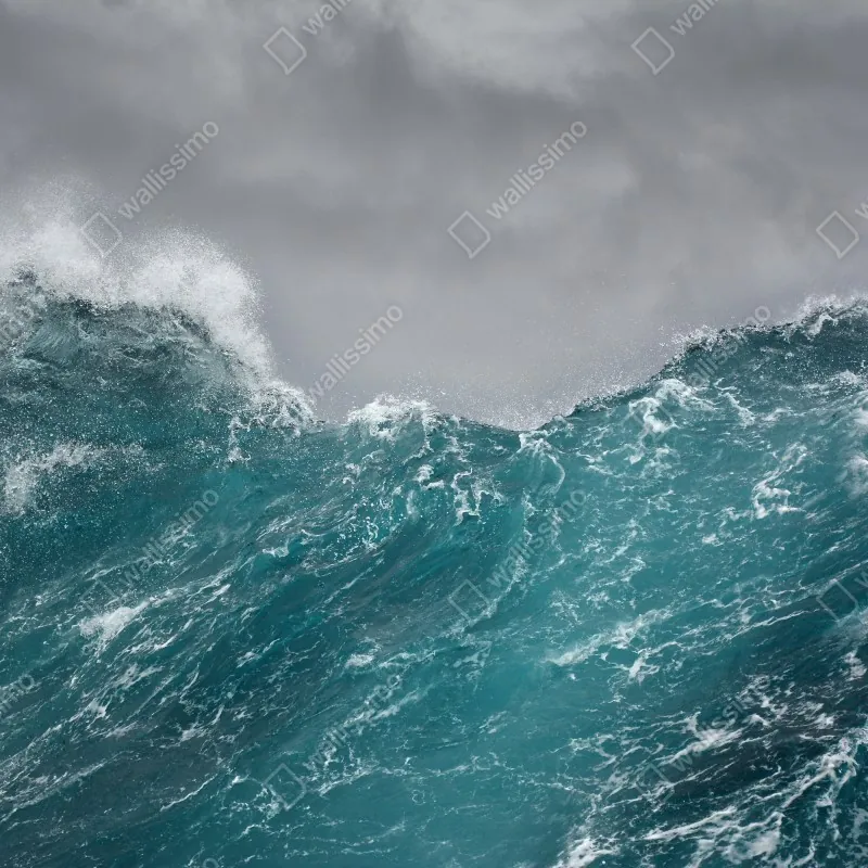 Naklejka repozycjonowalna gwałtowne turkusowe fale oceanu – Wallissimo® Naklejka repozycjonowalna gwałtowne turkusowe fale oceanu – Wallissimo®
