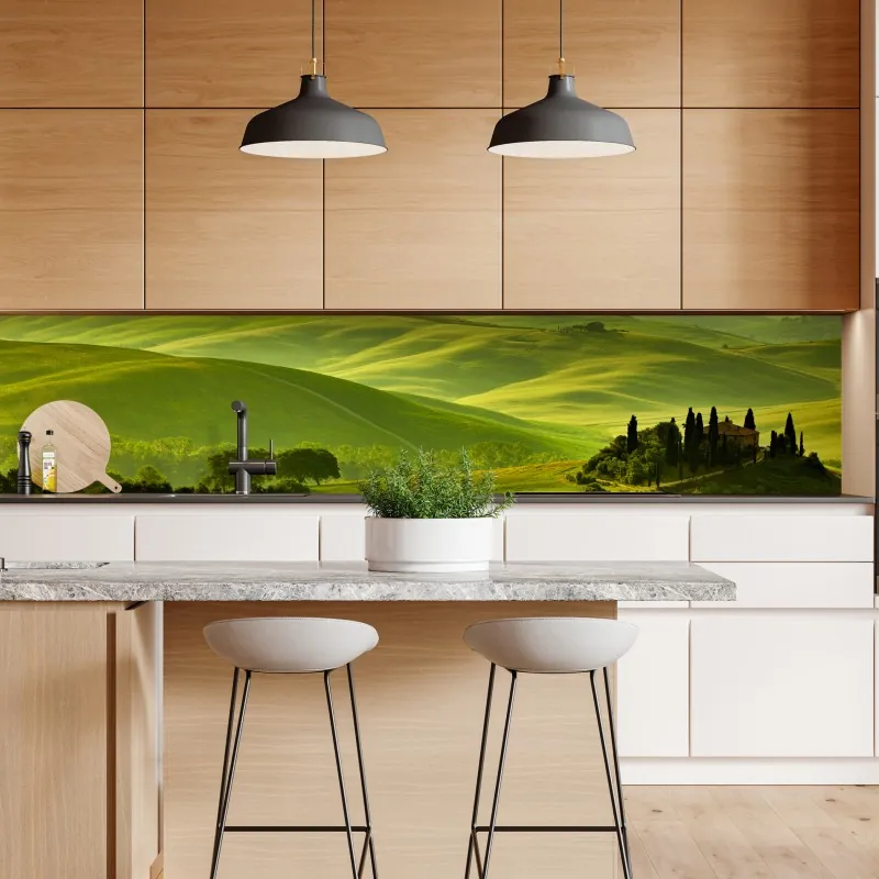 Naklejka repozycjonowalna Toskania zielone wzgórza – Wallissimo® Naklejka repozycjonowalna Toskania zielone wzgórza – Wallissimo®