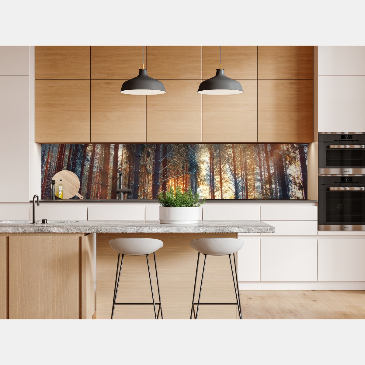 Naklejka repozycjonowalna zimowy las o świcie – Wallissimo® Naklejka repozycjonowalna zimowy las o świcie – Wallissimo®