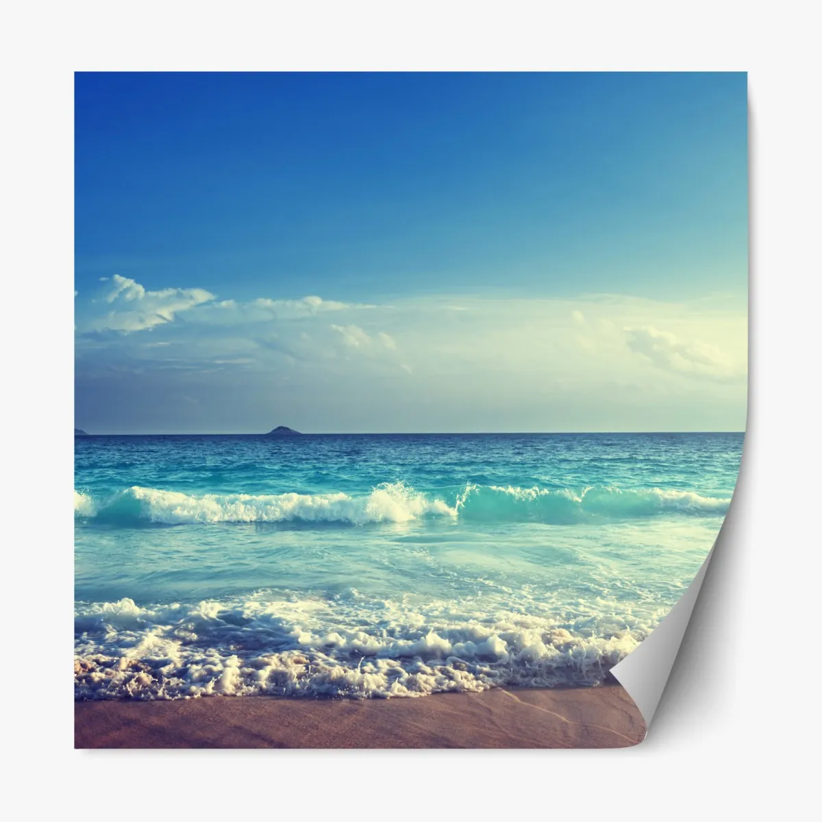 Naklejka repozycjonowalna plaża na Seszelach o zachodzie słońca – Wallissimo® Naklejka repozycjonowalna plaża na Seszelach o zachodzie słońca – Wallissimo®