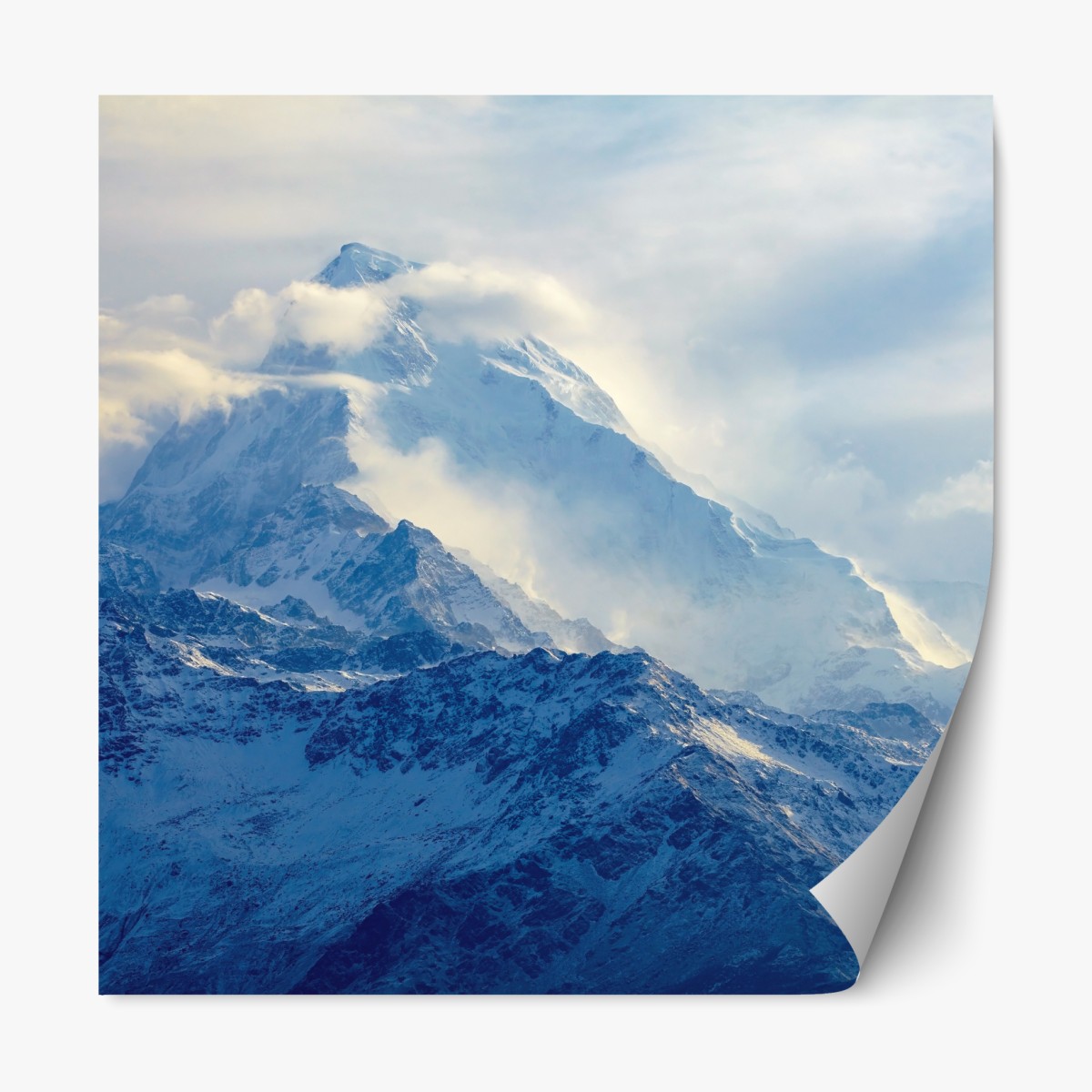 Repositionable sticker majestic snow-covered mountain peak