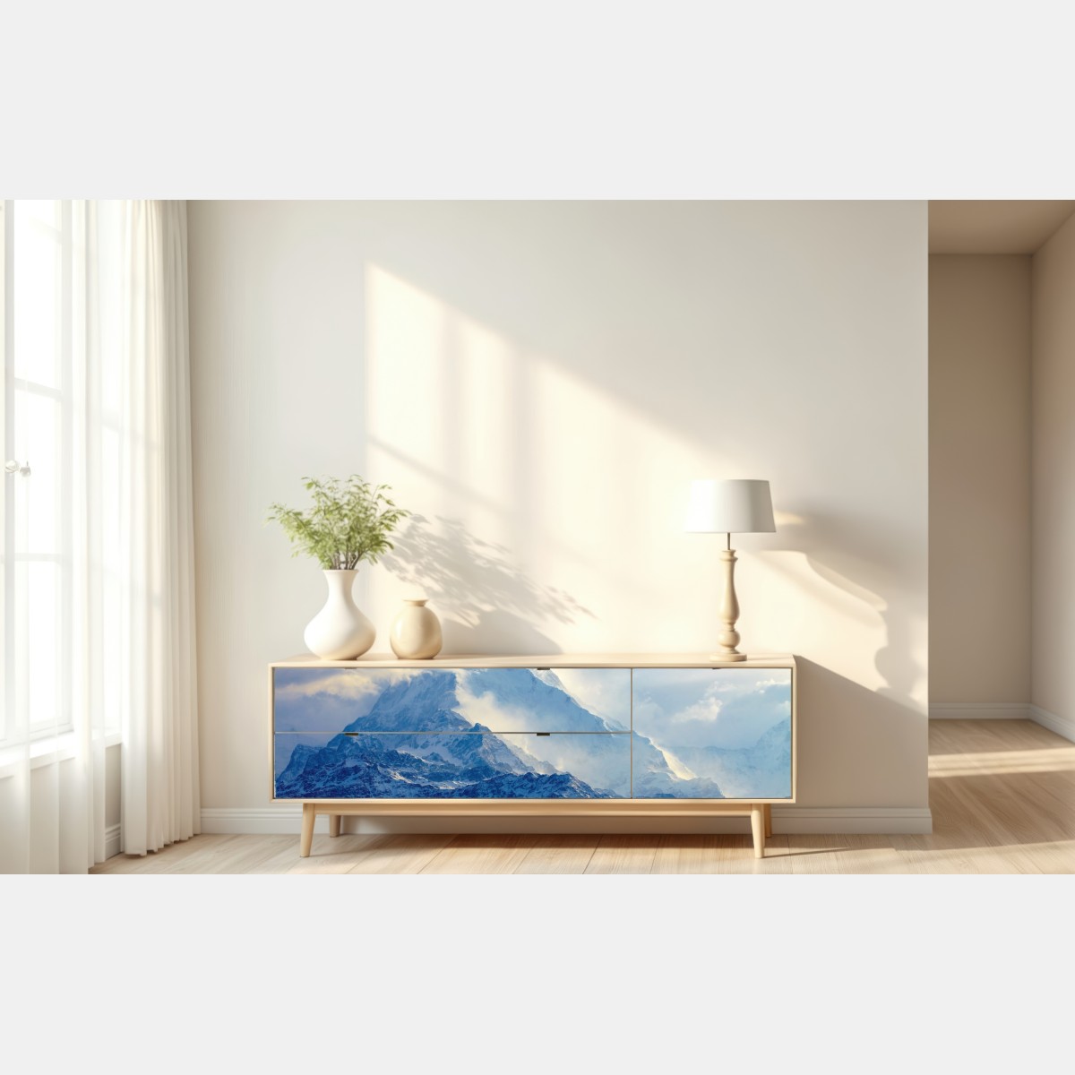Naklejka repozycjonowalna majestatyczny śnieżny szczyt górski – Wallissimo® Naklejka repozycjonowalna majestatyczny śnieżny szczyt górski – Wallissimo®