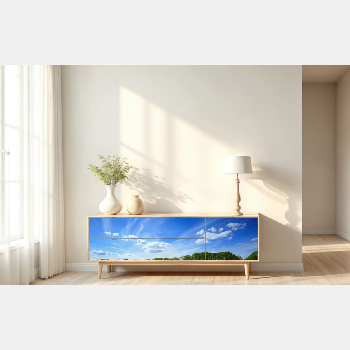 Naklejka repozycjonowalna Polskie pole rzepaku pod błękitnym niebem – Wallissimo® Naklejka repozycjonowalna Polskie pole rzepaku pod błękitnym niebem – Wallissimo®