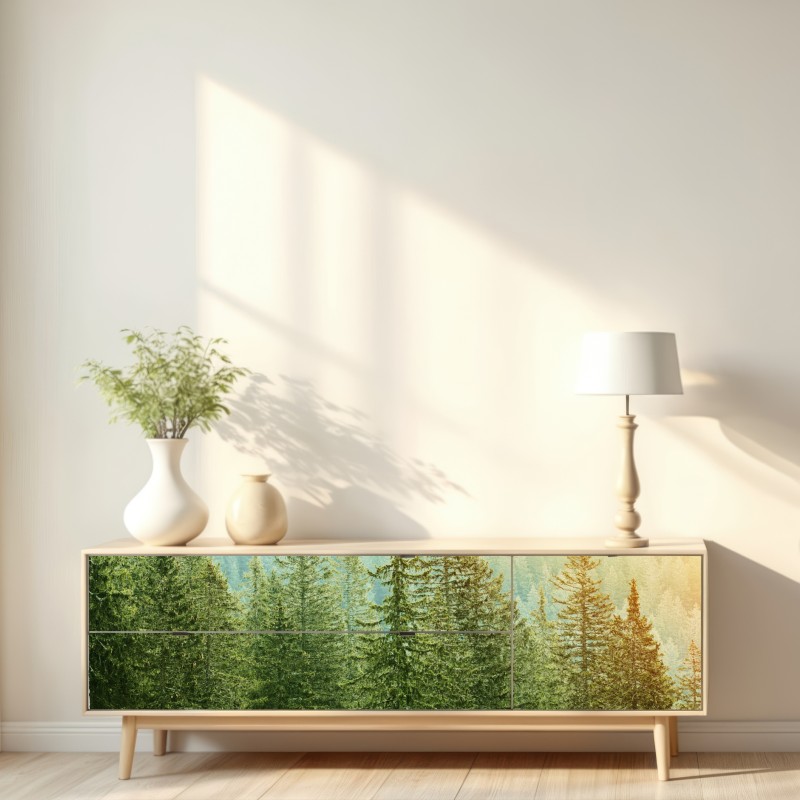 Naklejka repozycjonowalna słoneczny las iglasty – Wallissimo® Naklejka repozycjonowalna słoneczny las iglasty – Wallissimo®