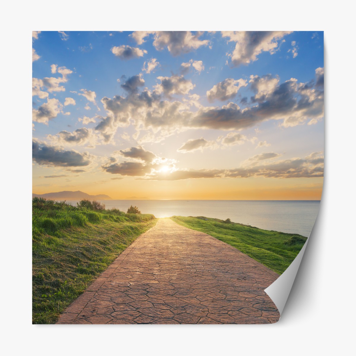 Repositionable sticker path to the sea at sunrise