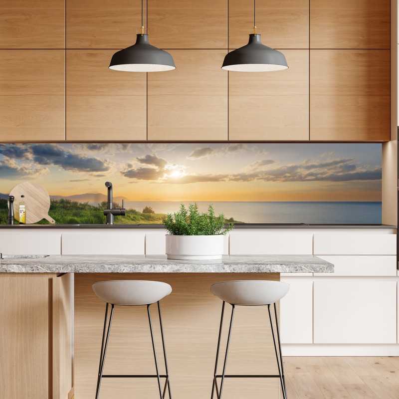 Naklejka repozycjonowalna ścieżka nad morzem o wschodzie słońca – Wallissimo® Naklejka repozycjonowalna ścieżka nad morzem o wschodzie słońca – Wallissimo®