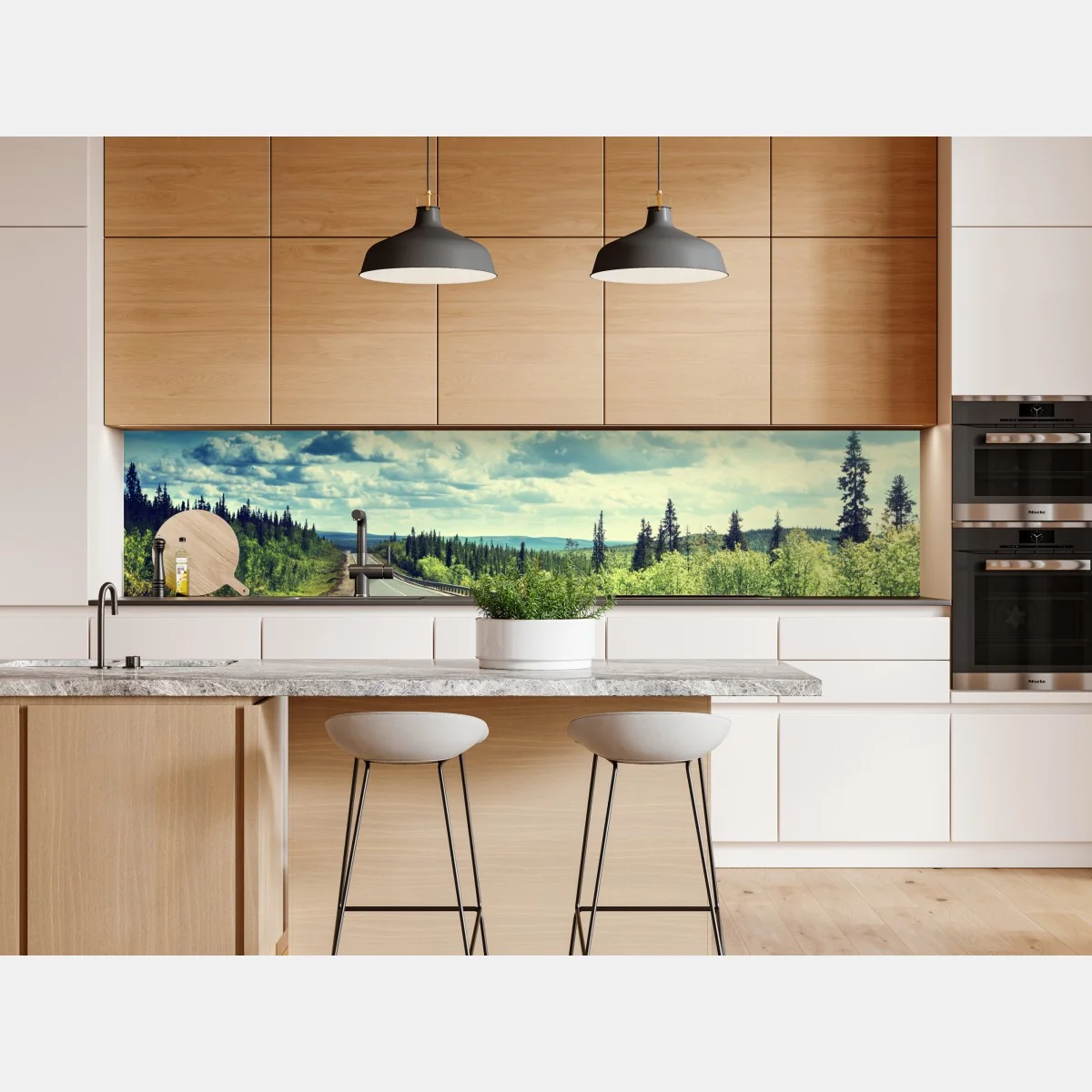 Naklejka repozycjonowalna słoneczna leśna droga ku horyzontowi – Wallissimo® Naklejka repozycjonowalna słoneczna leśna droga ku horyzontowi – Wallissimo®