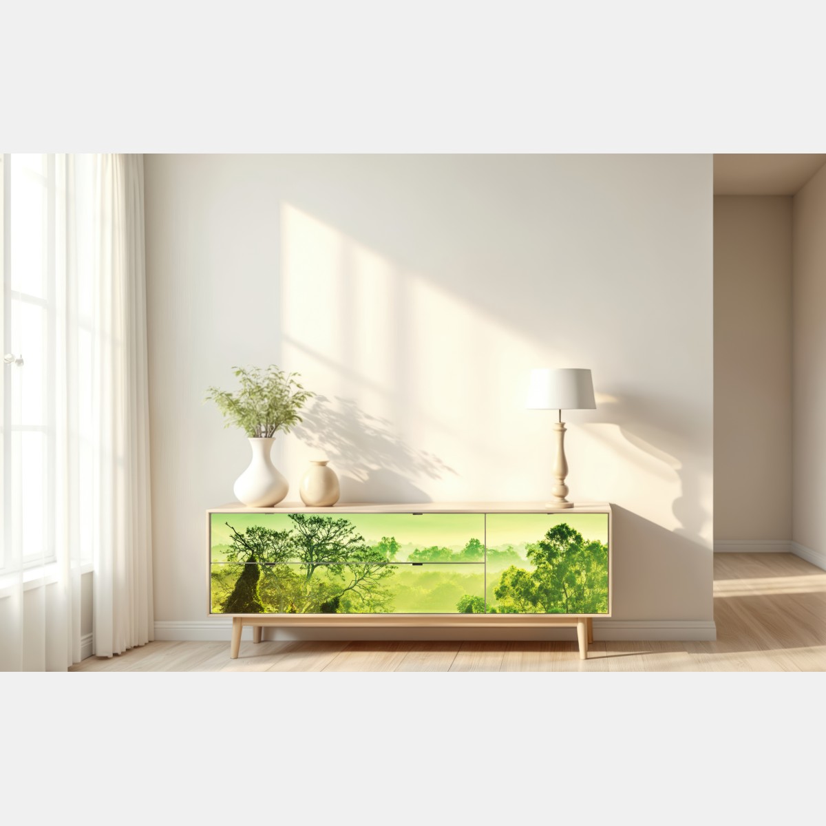 Naklejka repozycjonowalna bujny tropikalny krajobraz dżungli – Wallissimo® Naklejka repozycjonowalna bujny tropikalny krajobraz dżungli – Wallissimo®