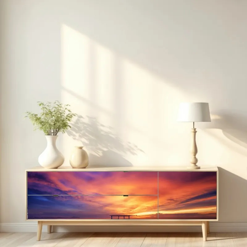 Naklejka repozycjonowalna molo o zachodzie słońca na plaży – Wallissimo® Naklejka repozycjonowalna molo o zachodzie słońca na plaży – Wallissimo®