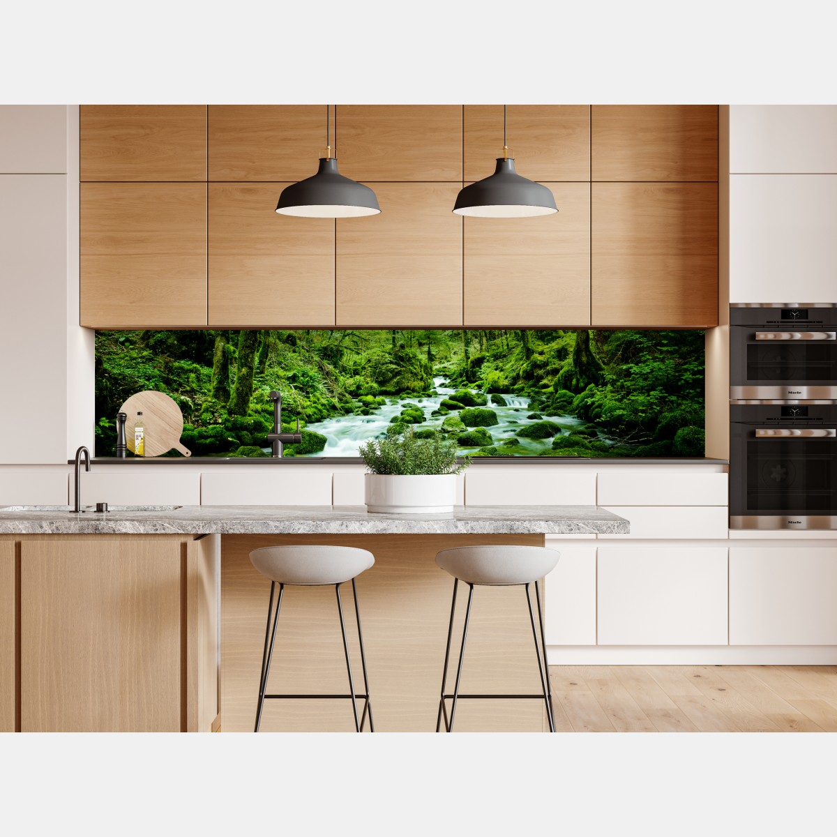 Naklejka repozycjonowalna mechowy strumień w lesie – Wallissimo® Naklejka repozycjonowalna mechowy strumień w lesie – Wallissimo®