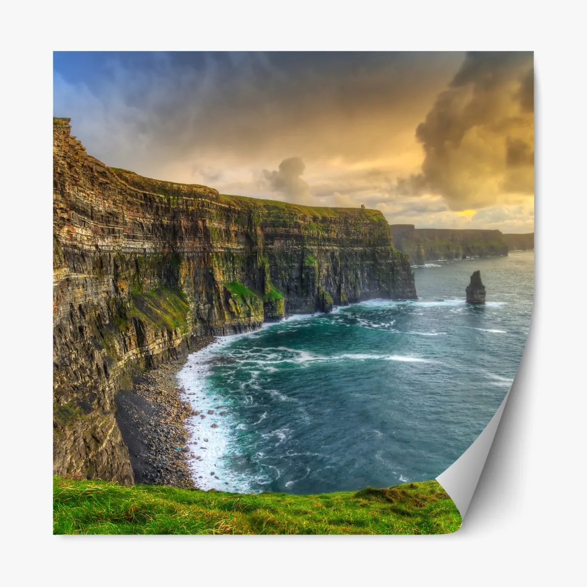 Naklejka repozycjonowalna dramatyczne klify wybrzeża o zachodzie słońca – Wallissimo® Naklejka repozycjonowalna dramatyczne klify wybrzeża o zachodzie słońca – Wallissimo®