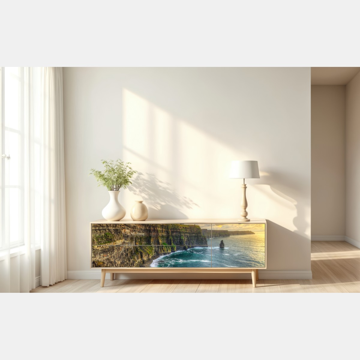 Naklejka repozycjonowalna dramatyczne klify wybrzeża o zachodzie słońca – Wallissimo® Naklejka repozycjonowalna dramatyczne klify wybrzeża o zachodzie słońca – Wallissimo®