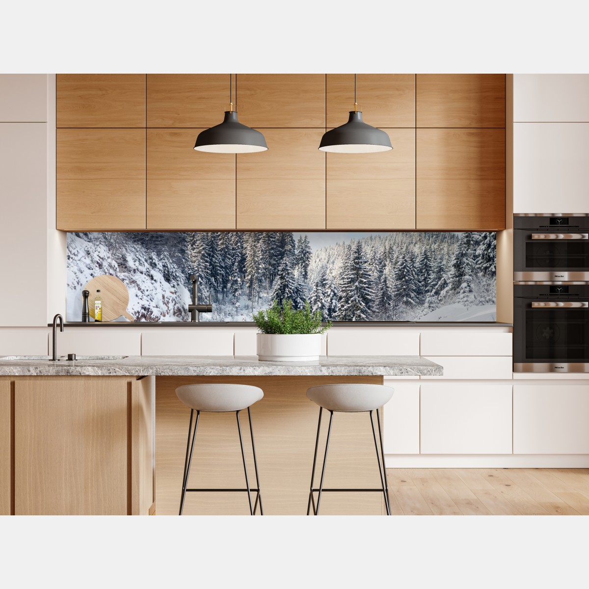 Naklejka repozycjonowalna zimowa droga w zaśnieżonym lesie – Wallissimo® Naklejka repozycjonowalna zimowa droga w zaśnieżonym lesie – Wallissimo®