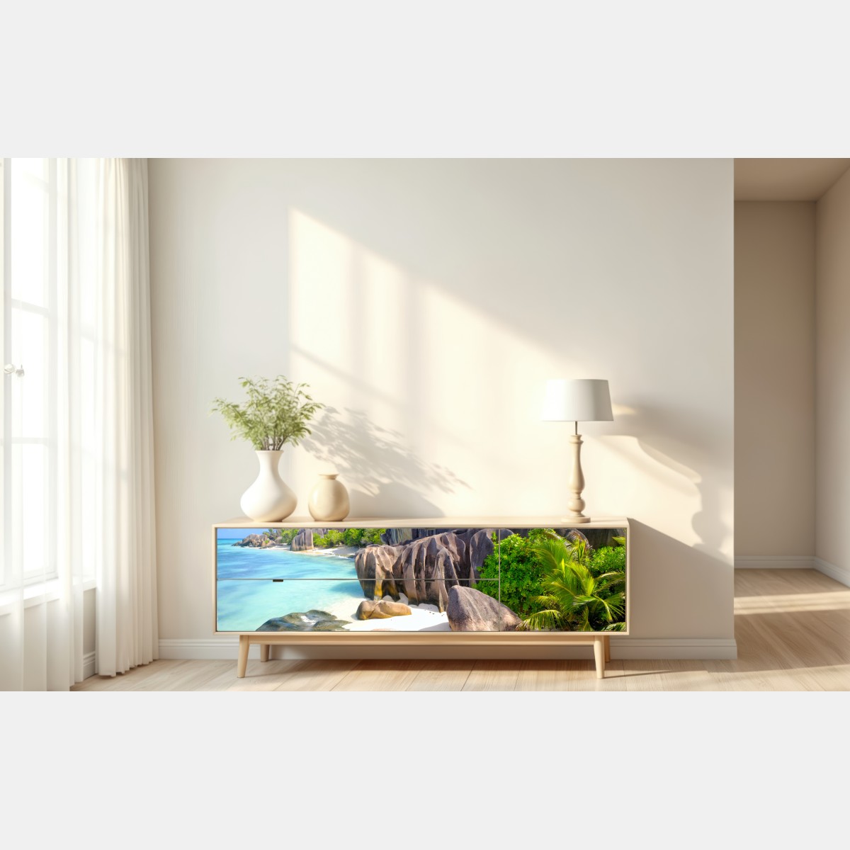 Naklejka repozycjonowalna Anse Source d'Argent, La Digue turkusowa plaża marzeń – Wallissimo® Naklejka repozycjonowalna Anse Source d'Argent, La Digue turkusowa plaża marzeń – Wallissimo®